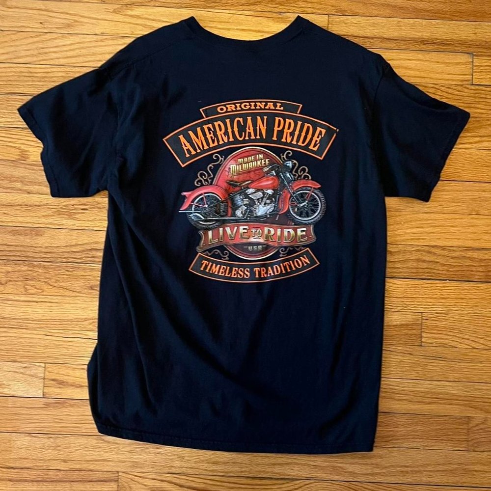 “Original American Pride” Black Graphic Biker Tee